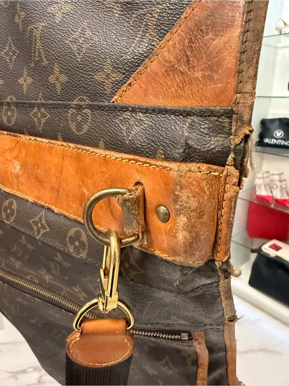 Louis Vuitton Monogram Canvas Travel Garment Bag with Tan Trim